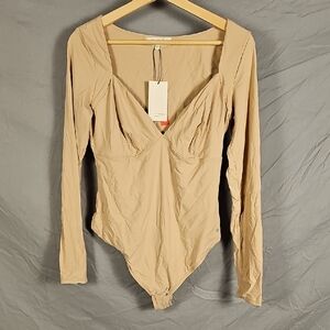 Populish Tan Long Sleeve Bodysuit